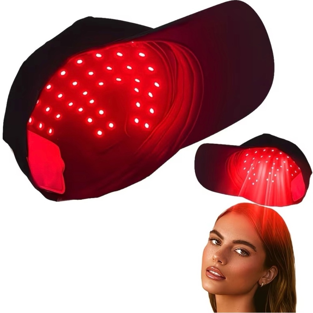 Red Light Cap Black Hat Unisex Design Four Modes Scalp Care